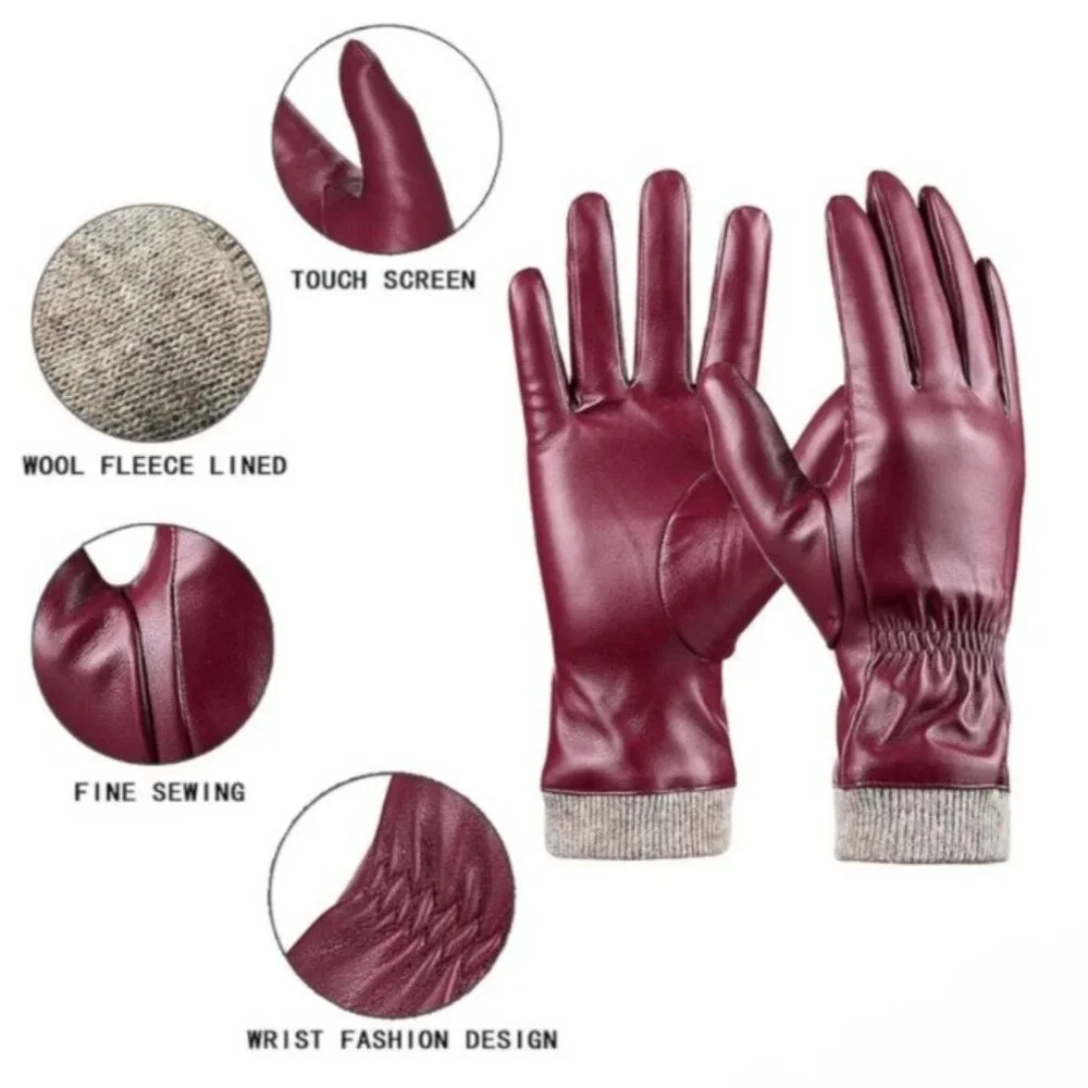 REDESS Winter Gloves Wool Lined Touchscreen Texting Women Gloves Size Small-Med